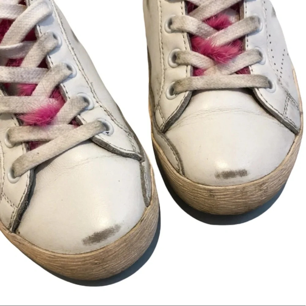 Golden Goose Pink Mink Tounge Lace Up White Leather Designer Superstar Sneakers - Picture 4 of 12